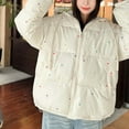 thumbnail image 3 of Women Quilted Puffer Jacket Polka Dot Print Hooded Long Sleeve Zip Up Winter Coat Warm Jackets with Pockets, 3 of 9