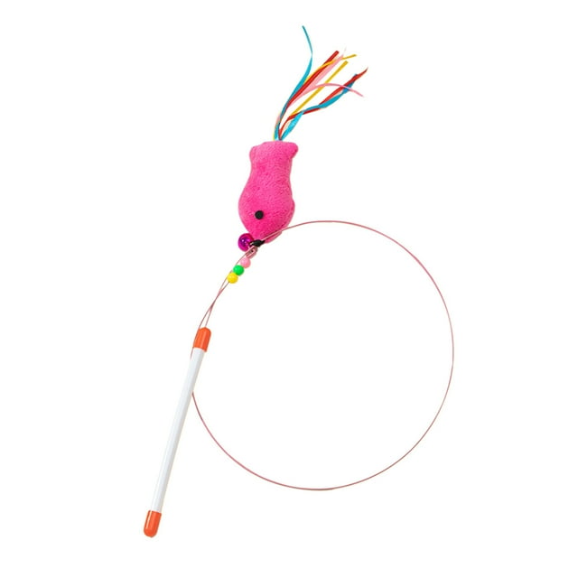 xiaxaixu Cat Teaser Toy, Feather Mouse Fish Anti-boring Wand Toy Interactive Toy with Bell