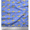 thumbnail image 1 of Soimoi Blue Rayon Fabric Fish & Shells Ocean Print Fabric by the Yard 42 Inch Wide, 1 of 3