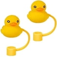 thumbnail image 1 of 2 Pcs Couvercles de Paille en Silicone Réutilisables Adorables Bouchons de Paille (Canard), 1 of 1
