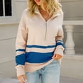 thumbnail image 5 of Long Sleeve Sweatshirts for Women Striped Half Zip up Tops Loose Fall Pullover Shirts Blue M, 5 of 8