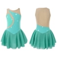 thumbnail image 5 of Aislor Kids Girls Sleeveless Figure Ice Roller Skating Ballet Tutu Dress Competition Dance Costume Size 6-16 Green 14, 5 of 7
