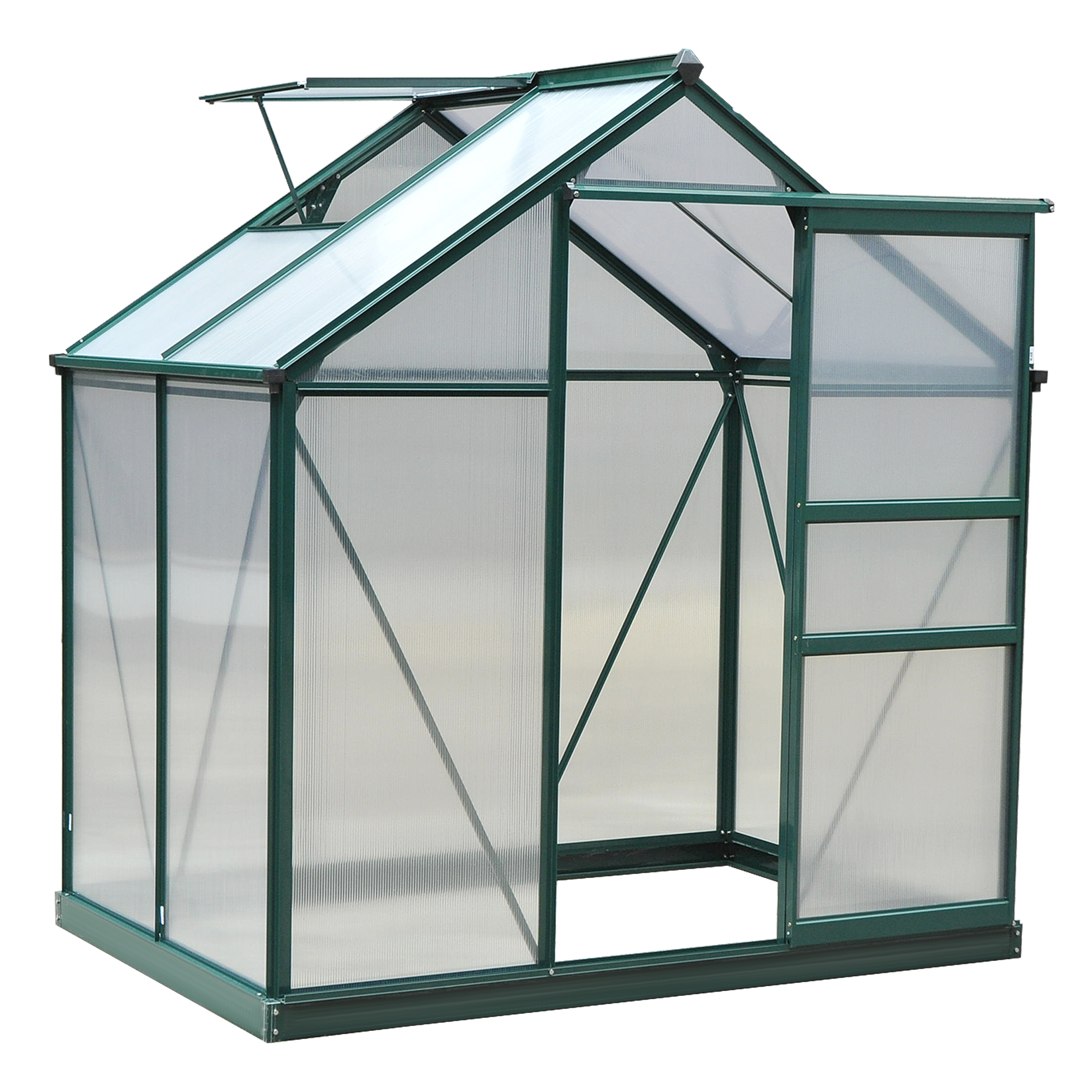 Outsunny 6.2' x 4.3' x 6.6' Clear Polycarbonate Greenhouse Large Walk-In Green  House Garden Plants Grow Galvanized Base Aluminium Frame w/ Slide Door 
