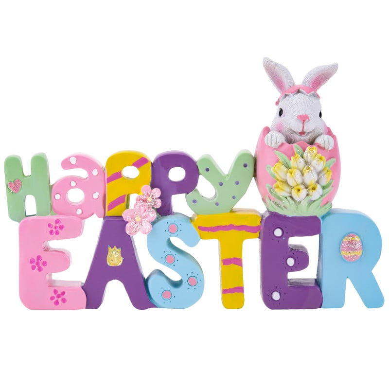 JUNDALIE Easter Decoration, Easter Rabbit Letters Ornaments, Resin