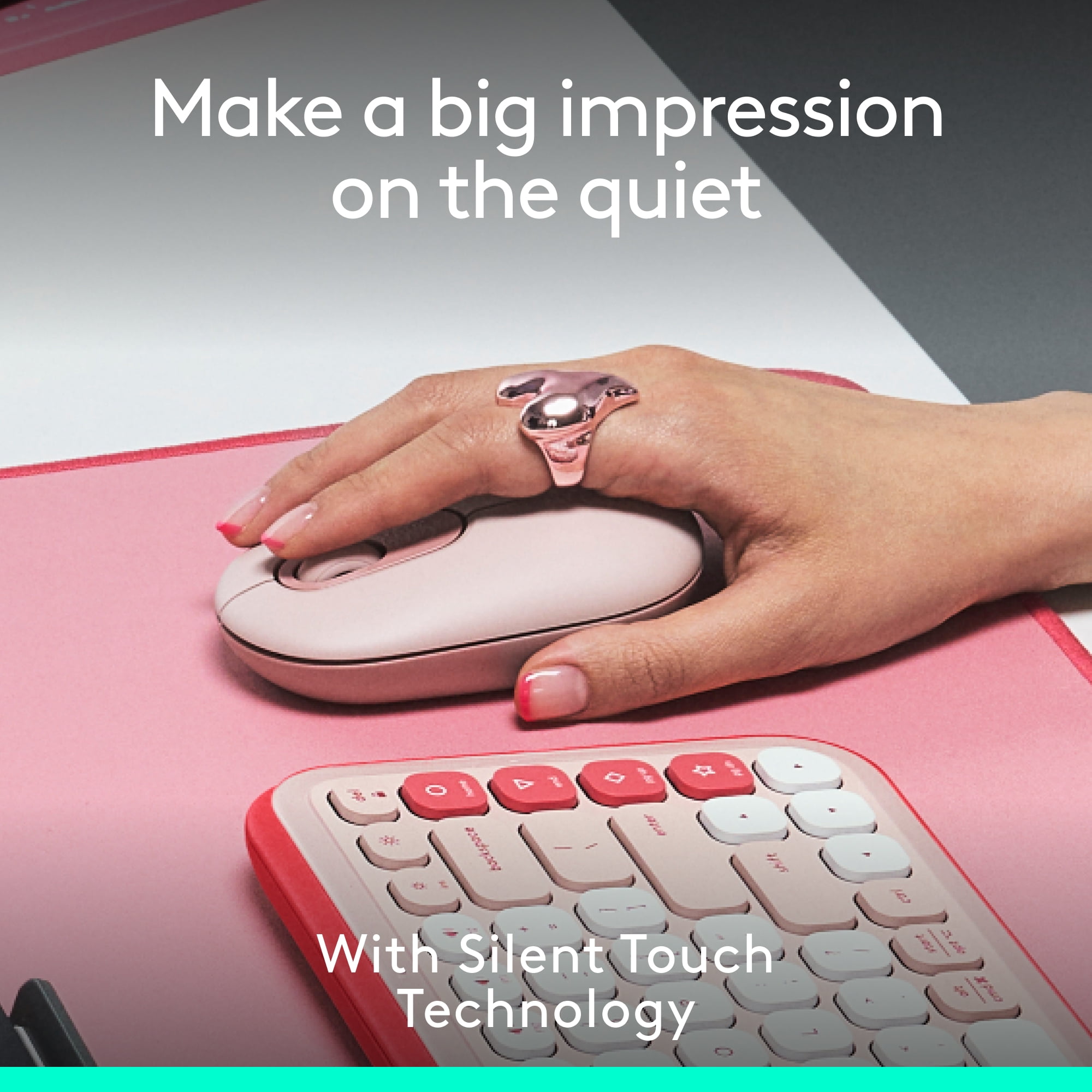 Logitech POP Mouse, Compact and Portable Wireless Bluetooth Mouse With Programmable Buttons, Rose