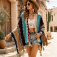 thumbnail image 2 of MSJUHEG Women's Crochet Poncho Cardigan 3/4 Pleated Sleeves Bolero Shrug Lightweight Cardigan Solid Colors Hollow Out Summer Cover Up Cardigan Open Front Crochet Shrug Boho Clothes Orange One Size, 2 of 6