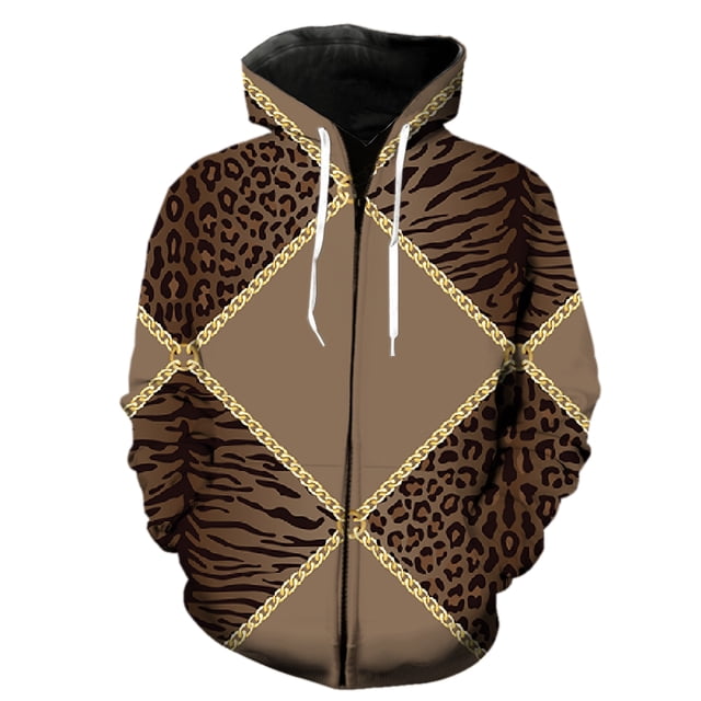 Sudadera con capucha y cremallera para hombre, diseño abstracto de animales, estilo hip hop, gran oferta 2024, con capucha, para primavera, informal y divertida.