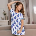 thumbnail image 3 of Rateoe Winter Snowflake Skiing Skull Print Women’s Nightdress – Cozy Cotton Short-sleeved Sleep Shirt, Loose-Fit Sleepwear, Perfect for Relaxing and Sleeping, 3 of 6