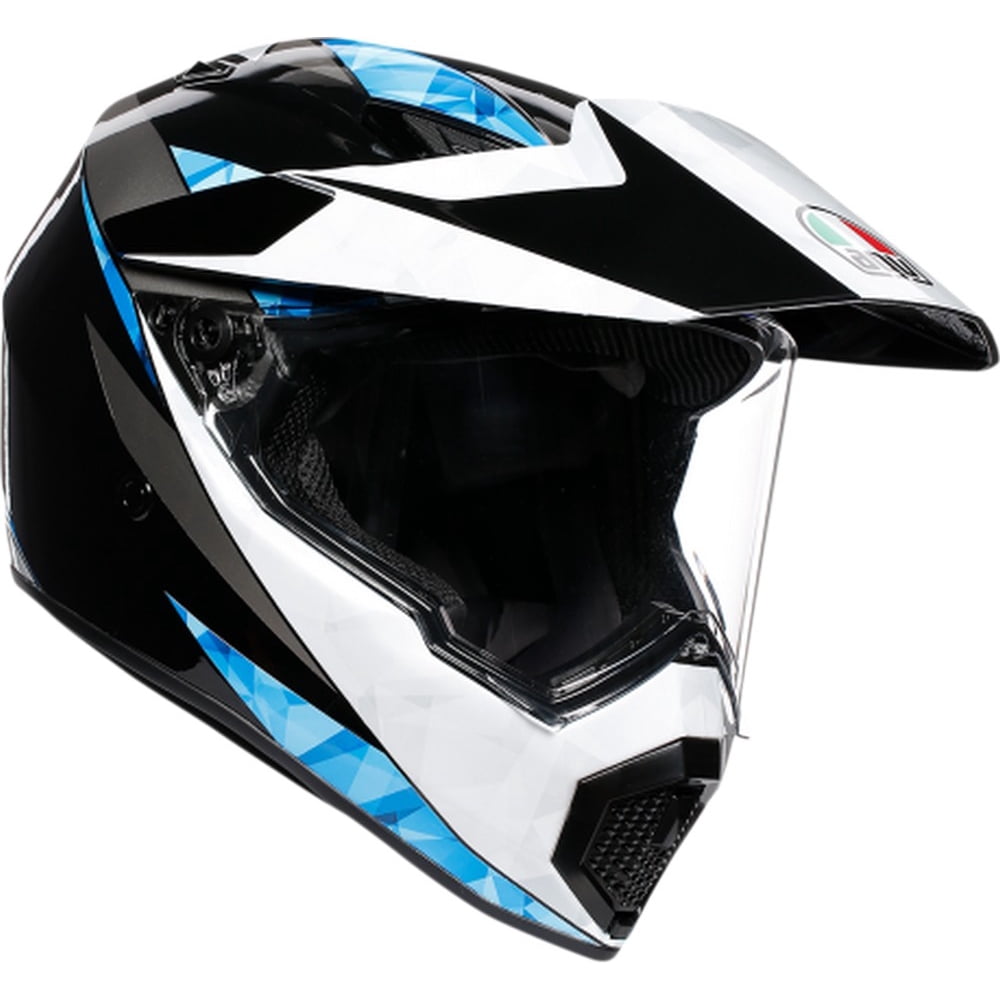 AGV AX9 North Dual Sport Motorcycle Helmet Black/White/Cyan Blue