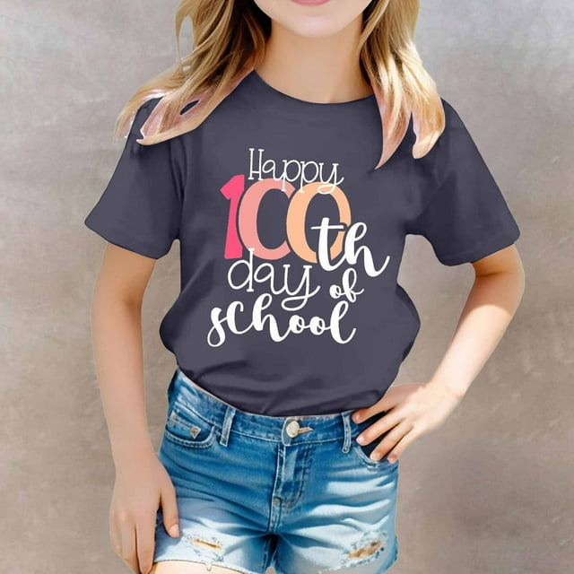 Hauts et T-Shirts pour Filles Col Rond Manches Courtes Imprimé T-Shirt pour Enfants Garçons et Filles Mode Léger Usage Quotidien