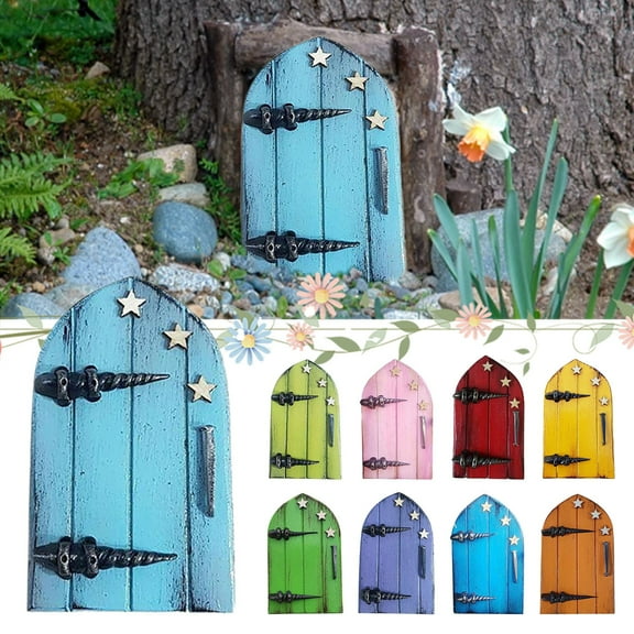 1*Miniature Fairy Tale Door Elf Door Decoration Ornaments Clearance! Nomeni Miniature Fairy Tale Door Elf Door Decoration Ornaments Green, Home Decor Promotion Sale! Green