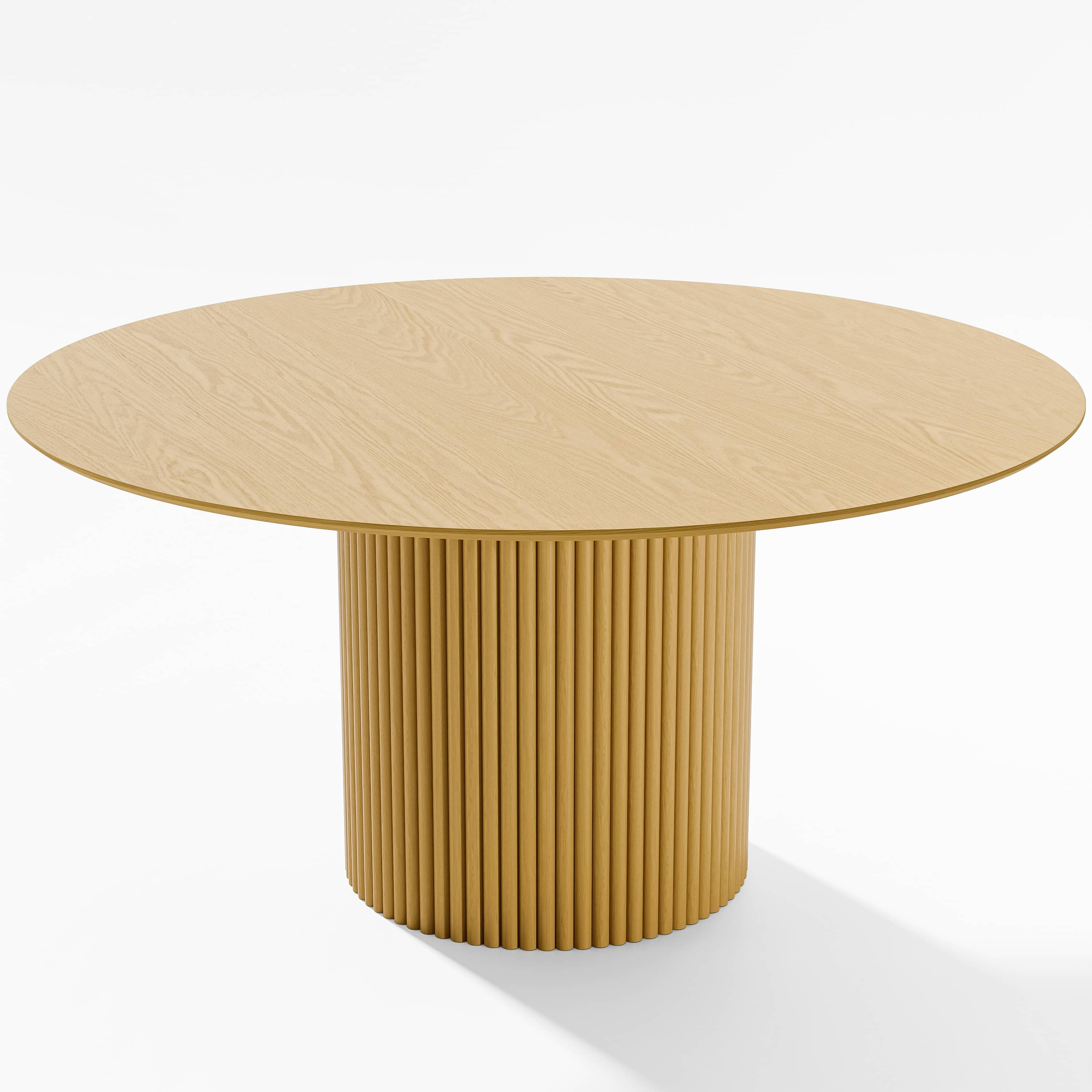 MAYEERTY 60" Round Dining Tables, Mid-Century Dining Table for Dining Room Kitchen, Natural Wood