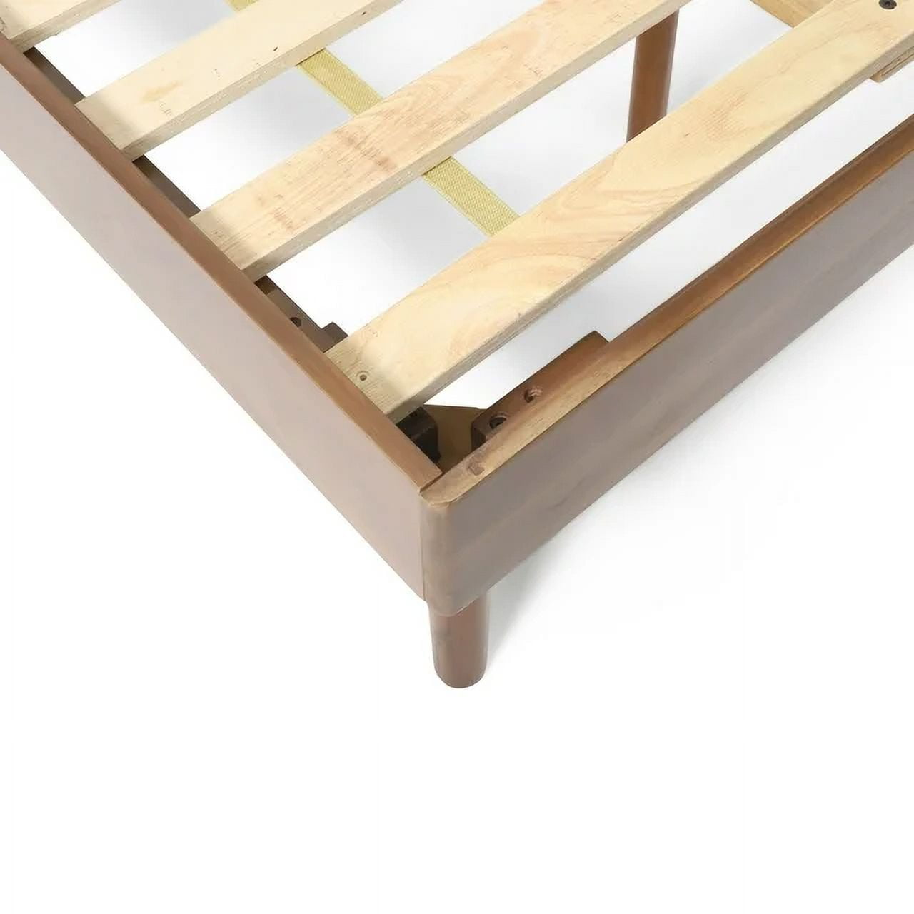 Mintazer Twin Platform Bed Frame, Mid-Century Bed with Panel Headboard & Splayed Legs, No Box Spring Required, Brown