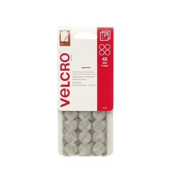 VELCRO Brand - Thin Clear Fasteners | General Purpose/ Low Profile | Perfect for Home, Classroom or Office, 5/8in Circles Clear 45 ct