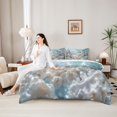 thumbnail image 4 of spefrowx 3D Underwater White Jellyfish Twin Bedding for Teens, Pale Aqua Sculpted Spotted Starfish Coral Bedding Comforter Set, Stars Reversible, 7-Piece, 4 of 6