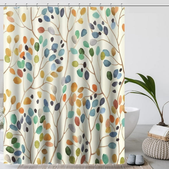 Cortina de ducha Amaredom Floral con ganchos, 180 x 180 cm, poliéster