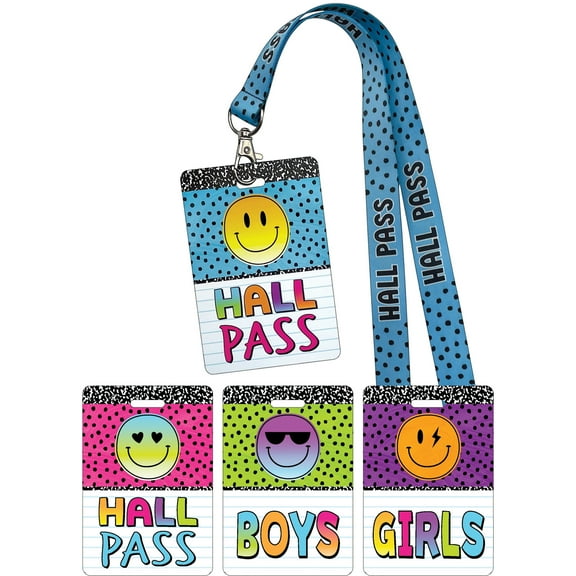 Teacher Created Resources Brights 4Ever Hall Pass with Lanyard, Set of 4