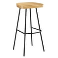 thumbnail image 3 of Counter Stool Chair, Set of 2, Brown Oak, Wood, Metal, Bar Pub Cafe Bistro Dining Kitchen Hospitality Restaurant, Modern Contemporary HB36684, 3 of 10