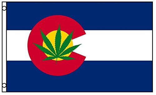 Colorado State With Marijuana Pot Leaf Weed Flag Polyester 3 X 5
