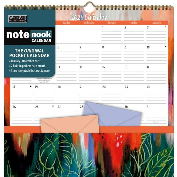 Wells Street by Lang, EttaVee 2026 Note Nook, 12'' X 12'', 12-Month Calendar with Stapled Binding