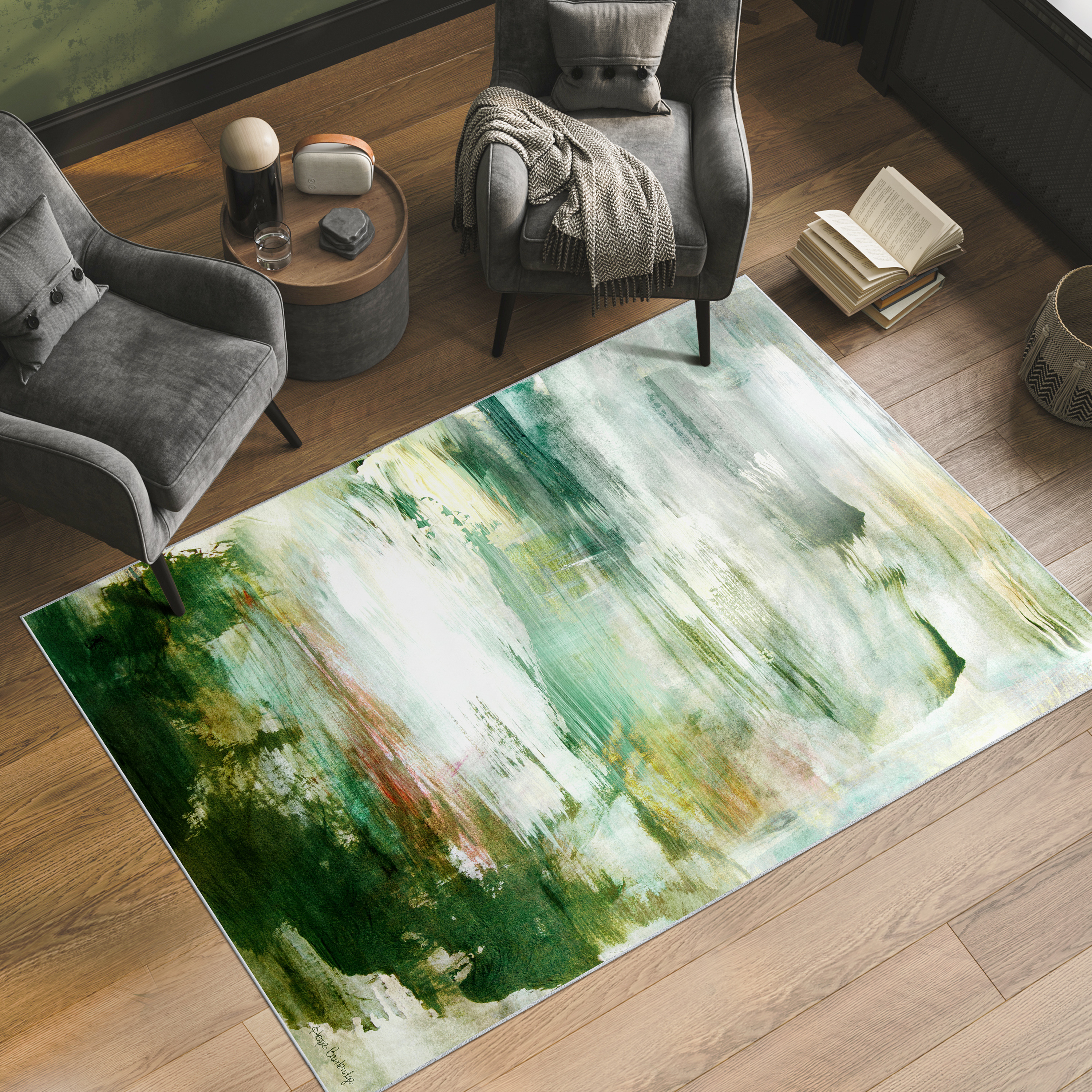 Garden Dreams Washable Abstract Art Area Rug size 5'x8', Power-loomed, Heavenly Softness with Non-Slipping Backing