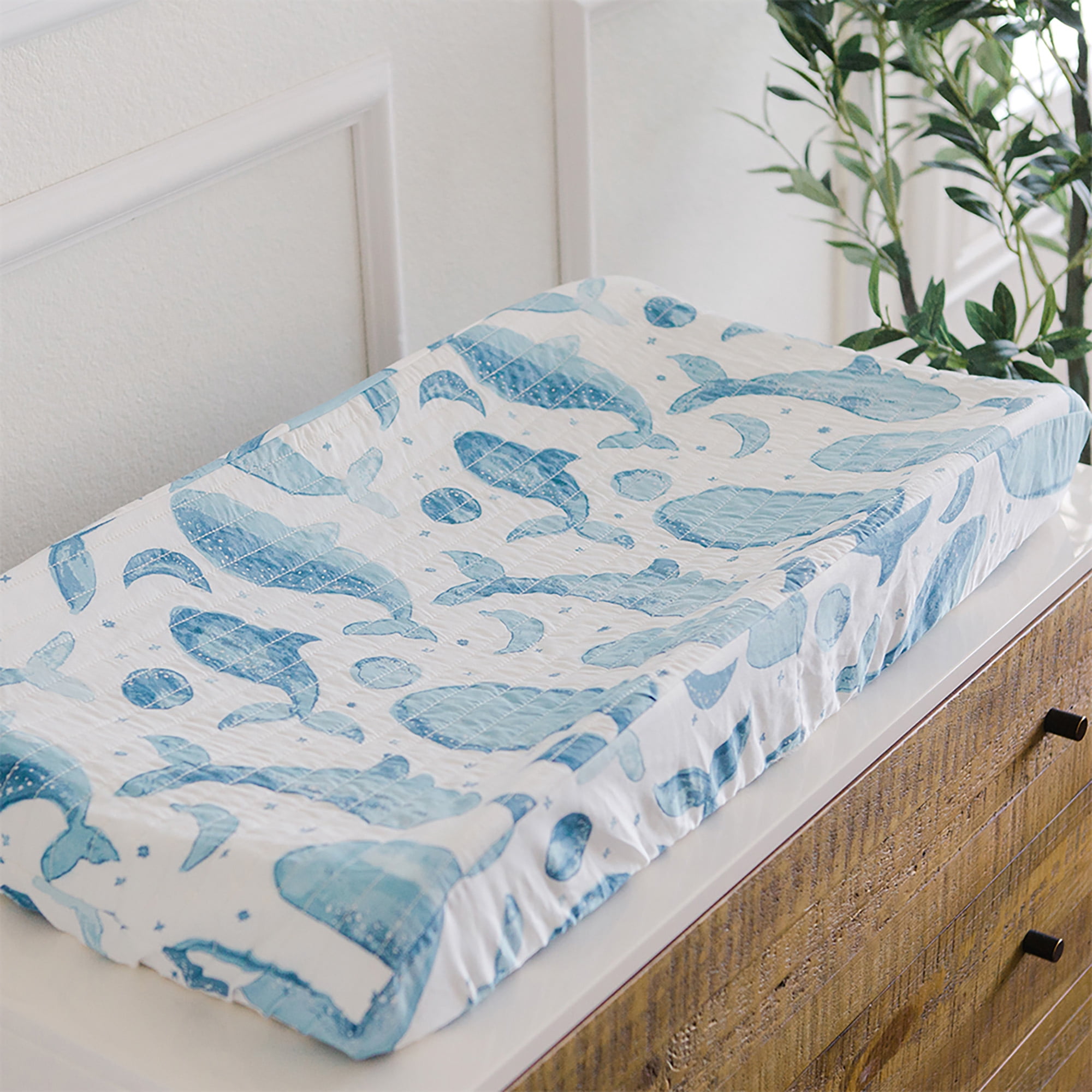 Caspian Quilted Change Pad Cover - Whale