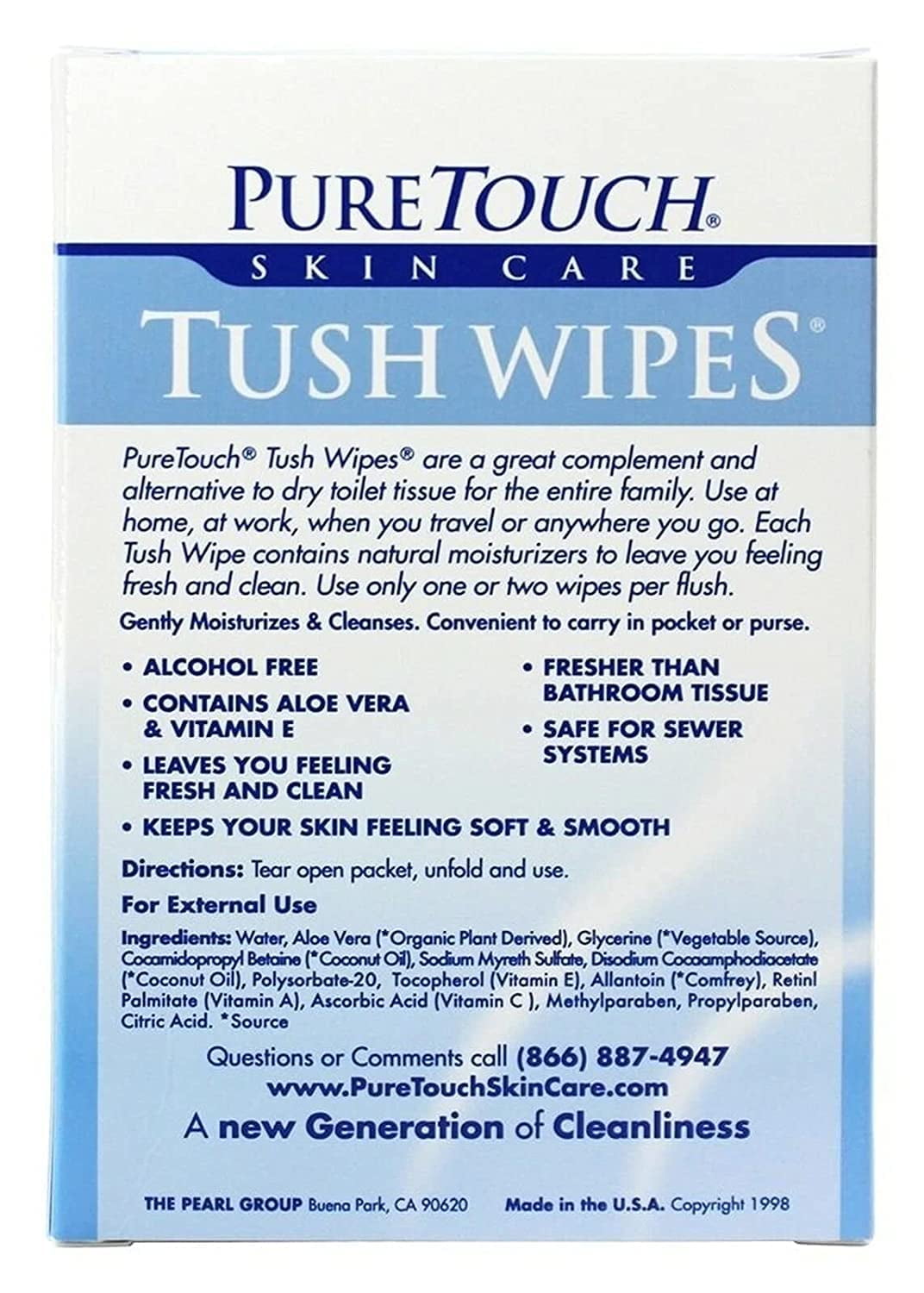Individual Flushable Moist Wipes 6 boxes of 24 (144 Single-Use-Packets)