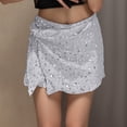 thumbnail image 2 of Elegant Beaded Festival Mini Skirt, Sparkly High Waisted Stretchy Bodycon, Shimmering Bow Front Party Ready Night Out Clubwear, 2 of 5