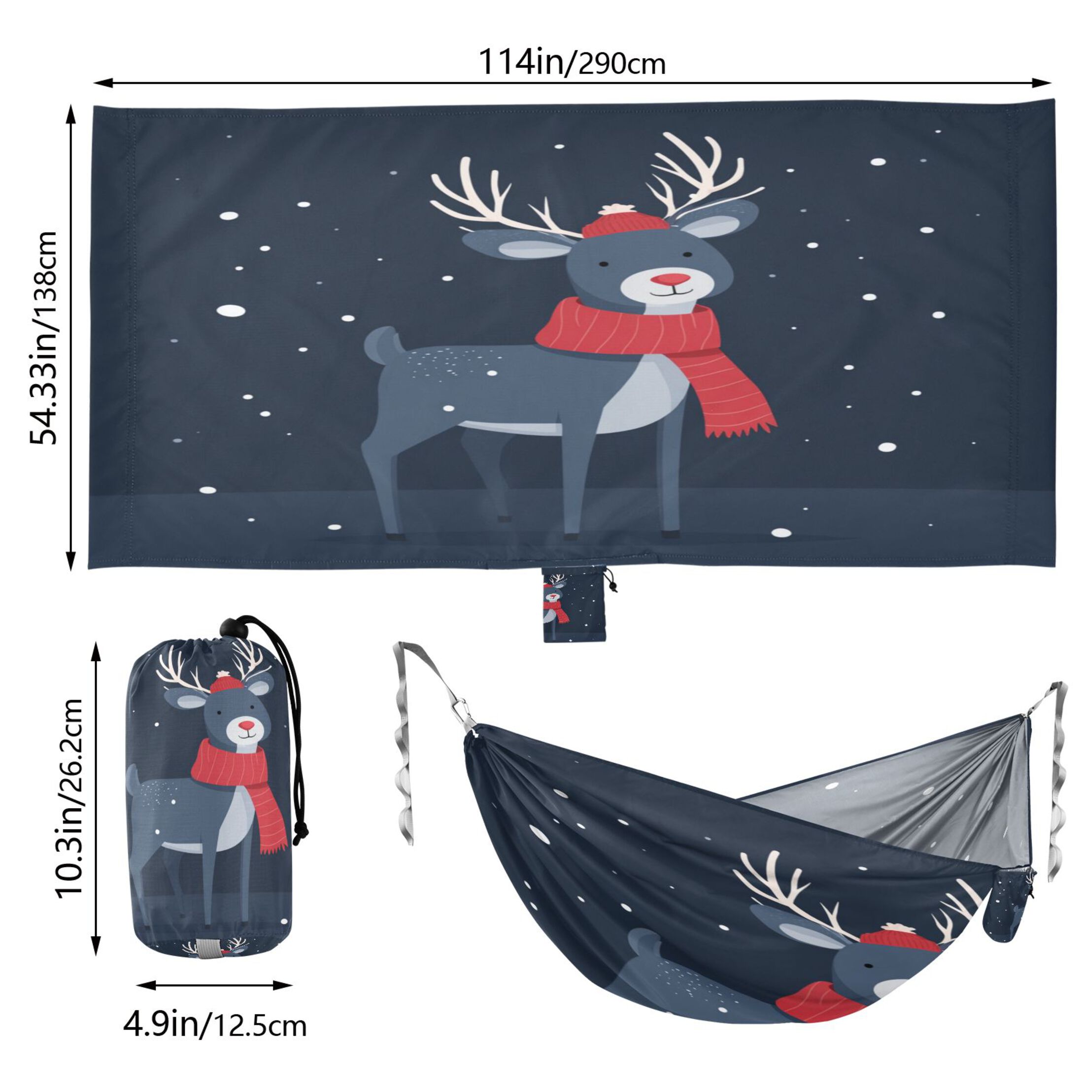 Hammock Camping Hammock Nylon Portable Hammock Travel Camping Hammock Cartoon Christmas Reindeer