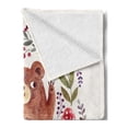 thumbnail image 2 of Bear Soft Flannel Fleece Throw Blanket, Baby Mammal Surrounded with Floral Wreath Bouquet Tulip Blossom Mushroom Watercolor, Cozy Plush for Indoor and Outdoor Use, 50" x 60", Multicolor, by Ambesonne, 2 of 5