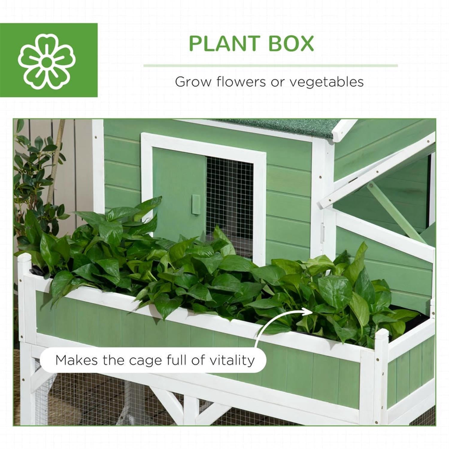 Demi Bonn 49" Small Wooden Chicken Coop with Garden Space, Outdoor Hen House for 2-4 Chickens, Large Rabbit Hutch, Green