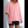 thumbnail image 4 of Sudaderas Oversize para Mujer, Camisetas de Larga con Cuello en V, Jersey Holgado, Atuendo de Otoño 2025. Rosa S, 4 of 8