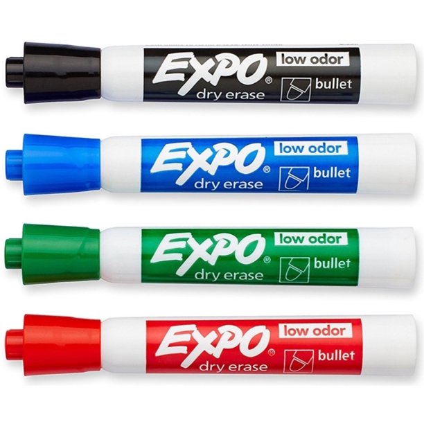 3 Pack Expo LowOdor Dry Erase Markers Kit, Bullet Tip, Assorted