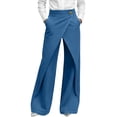 thumbnail image 2 of DPTALR Women's High Waist Wrap Front Wide Leg Jeans,Sky Blue,Women's Plus Size M, 2 of 7