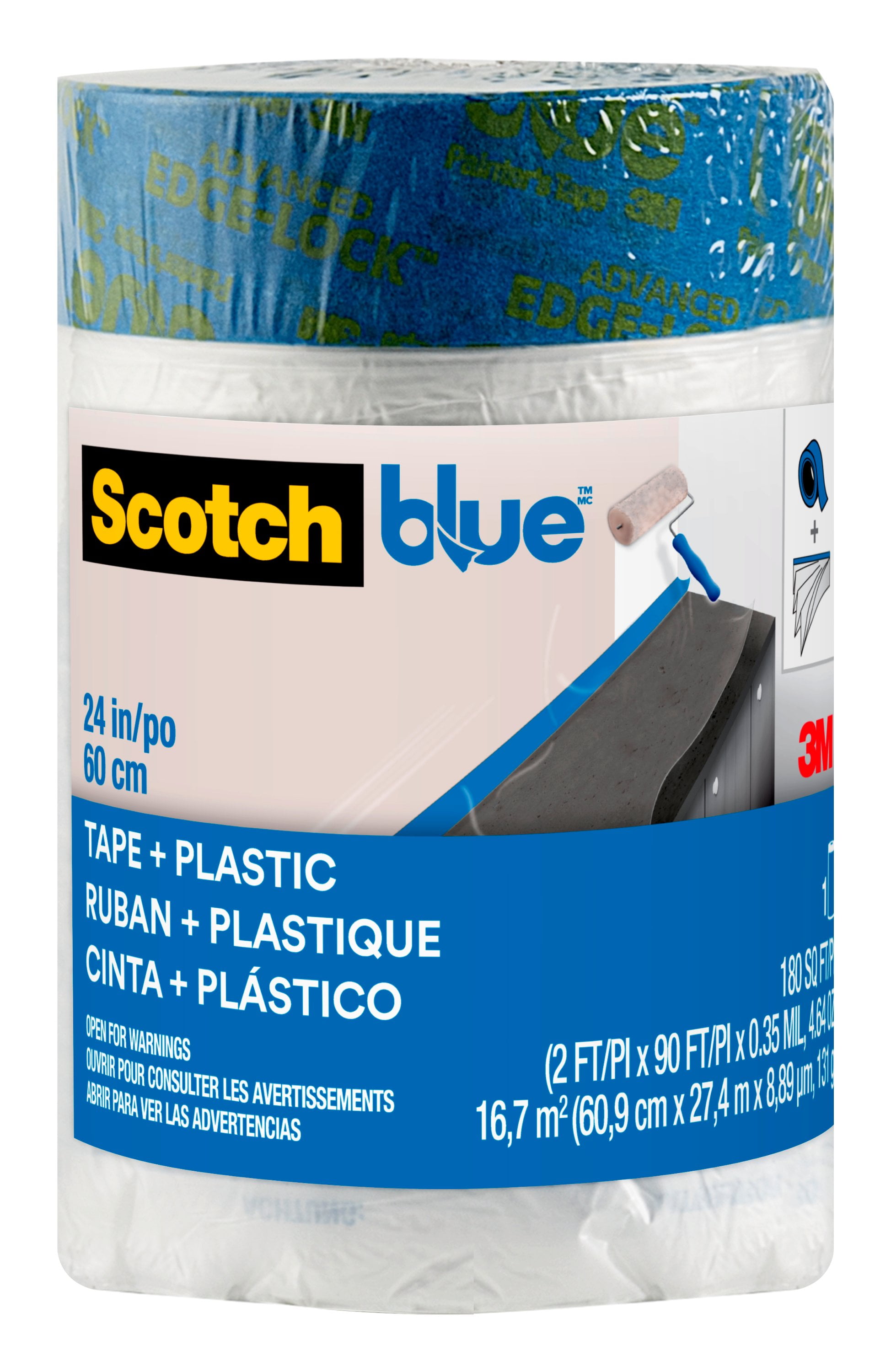 3M ScotchBlue Multi Surface Painter's Tape + Plastic Film, PT2093EL24