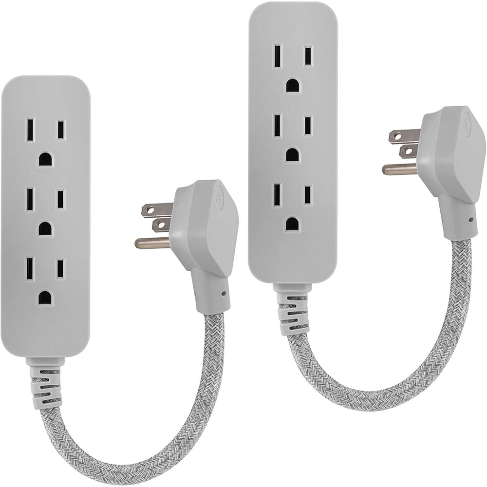 GENERAL ELECTRIC, Heather Gray, Designer Power Strip 2 Pack, 6 Inch