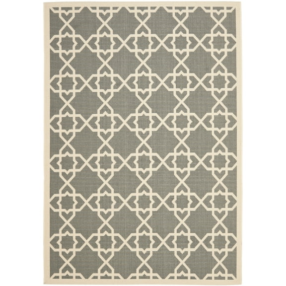 SAFAVIEH Courtyard Carol Geometric Indoor/Outdoor Area Rug, 8' x 11', Grey/Beige