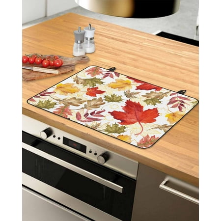 

Fall Botanical Stove Top Covers for Electric Stove Heat Insulation Fireproof Glass Cooktop Cover Counter Top Glass Stove Cover for Prevent Scratches 29 x21 Red Orange Green Maple Leaf Thanksgiving