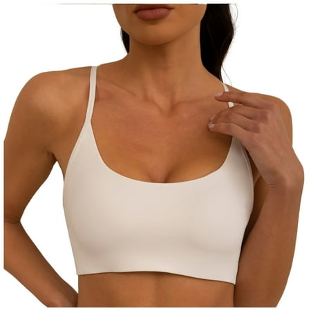 Youmylove Stylish Women Tank Top Spaghetti Straps Sports Bra Sexy Square Neck Wireless Padded Workout Yoga Crop Tops Bralettes Breathable Basic Trendy Clothes