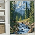 thumbnail image 6 of Autua Mountain Stream Trees Rocks Washable Shower Curtain 100% Polyester Bathroom Curtain with Hooks 60"x72, 6 of 7