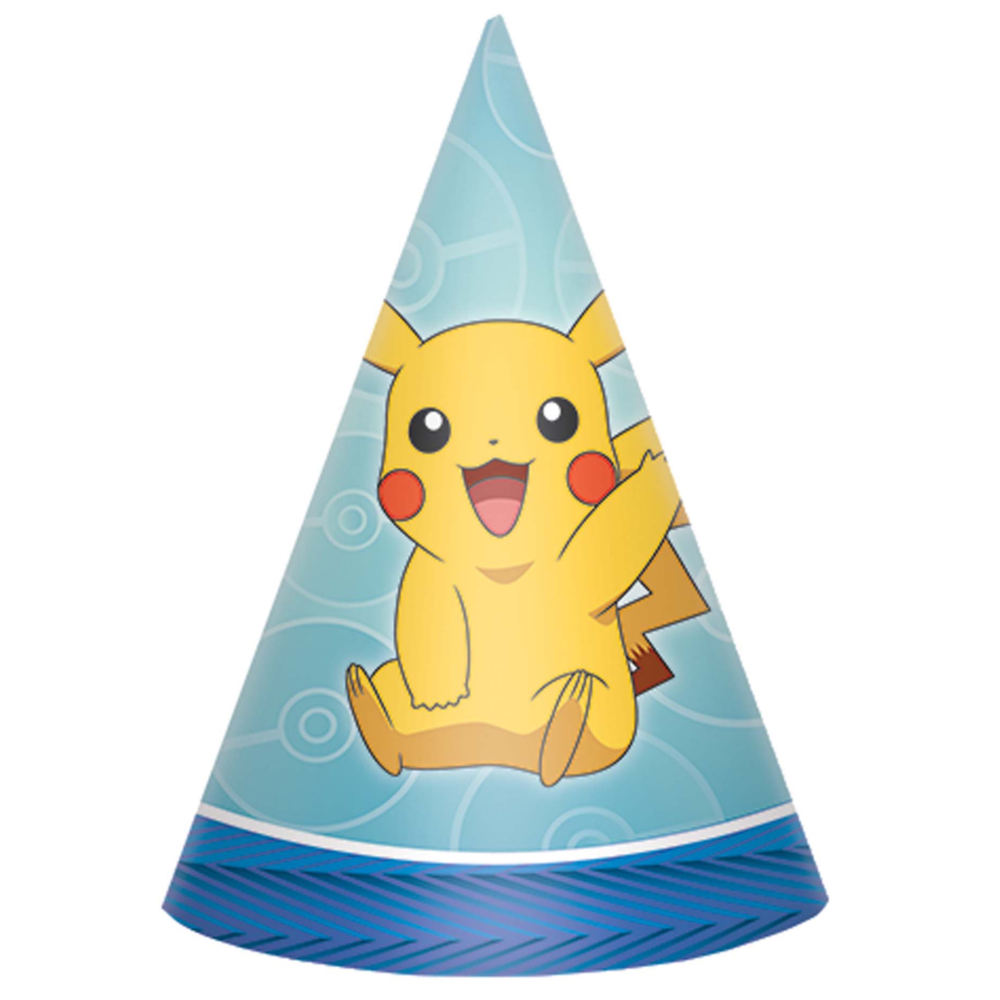 12 Pokemon Pikachu Party Cone Hats Birthday Tableware Boys Girls Nursery