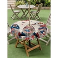 thumbnail image 5 of Outdoor Tablecloth with Umbrella Hole Zipper Independence Day Round Tablecloth 54" Waterproof Outside Table Cloth Red Blue Gnomes Flag Flowers Firework Patio Table Cover Tablecloths for Picnic Party, 5 of 8