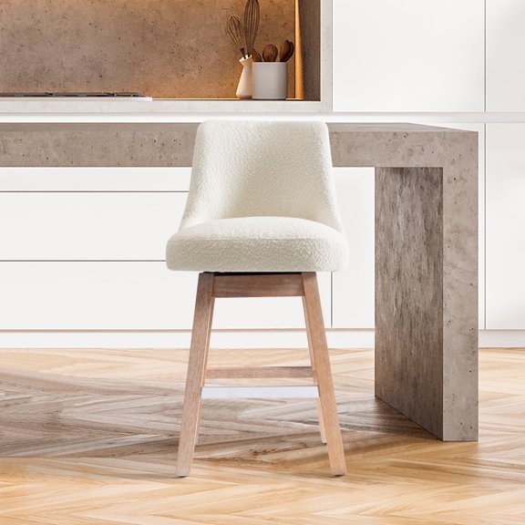 WestinTrends Genevieve 26" Upholstered Swivel Counter Height Bar Stool , Antique Oak/Cream