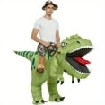 thumbnail image 3 of Inflatable Costume Dinosaur Riding Tyrannosaurus Rex Air Blowing Fun Party Halloween Adult Costume Multiple Colors And Sizes,Height 59"–74.8",light green, 3 of 7