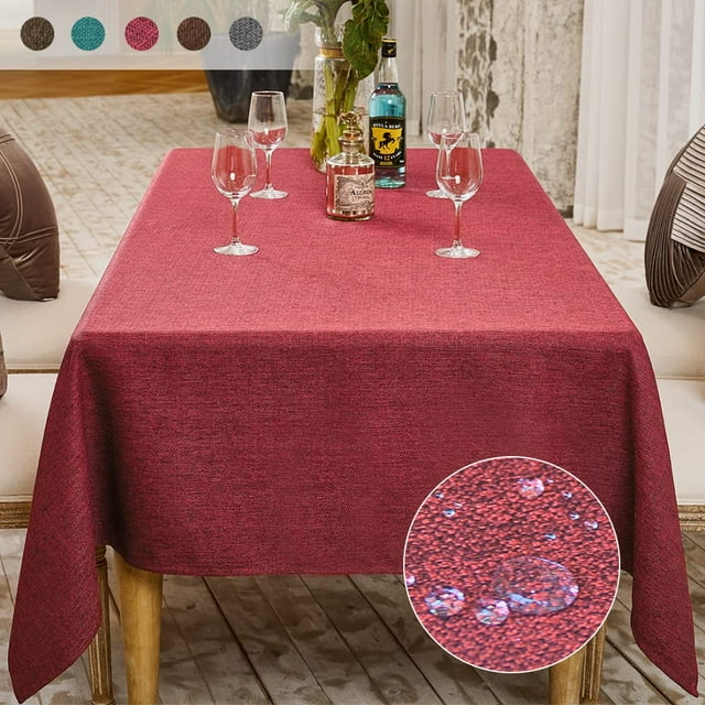 BALCONY & FALCON Nappe Rectangulaire Résistante à l'Eau en Faux Lin 90 x 156 pour Salle à Manger Extérieure Rouge Rubis