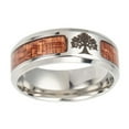 thumbnail image 2 of Soumake Unisex Wood Inlaid Stainless Steel Tree Of Life Cross Finger Ring Jewelry Gift Fashion, 2 of 6