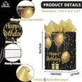 thumbnail image 2 of 12.6" Medium Size Happy Birthday Gift Bag with Handles for Women Men Kids Baby Boy Girls Black&Gold Glitter Paper Gift Wrap Bags with Tissue Paper,1Pcs, 2 of 4