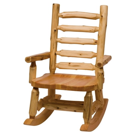 Fireside Lodge Furniture Cedar Rocking Chair with Log Backrest - Contoured Wood (Best Seats At Fireside Theater)