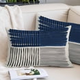 thumbnail image 2 of Navy Blue Striped Pillow Protectors with Zipper Standard Size, Farmhouse Stripes Modern Abstract Art Soft Brushed Microfiber Breathable Throw Pillow Covers, Pillowcase for Couch Sofa Bedroom 20"x26", 2 of 9
