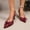 #0036-Wine, variant on Women's Snakeskin Print Slingback Heels, Pointed Toe Mules with Bow Embellishment, Open Back High Heel Dressy Shoes, Versatile Chunky Heel Design for Spring Summer Office Gift